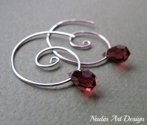 Purple Crystal Swirl Earrings