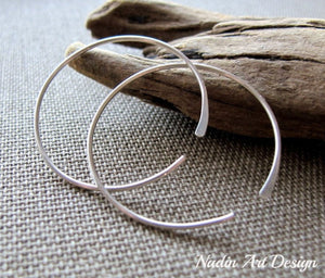 Hammered silver hoops