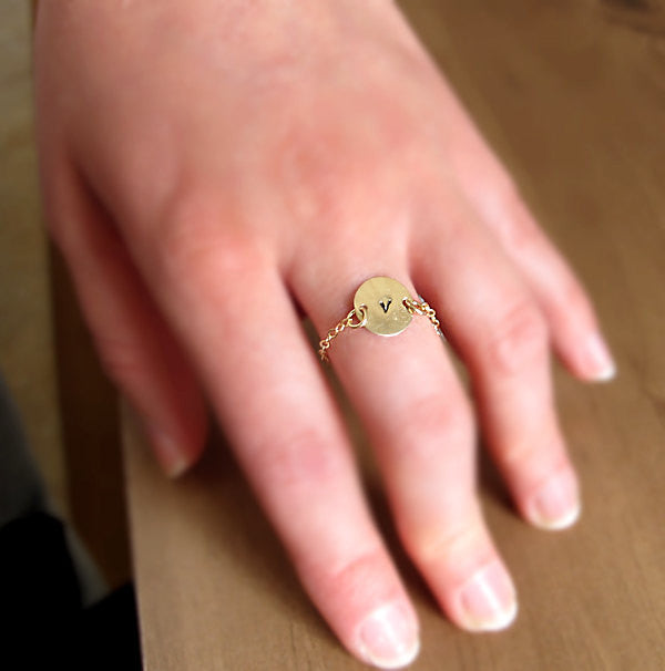 Initial gold chain ring