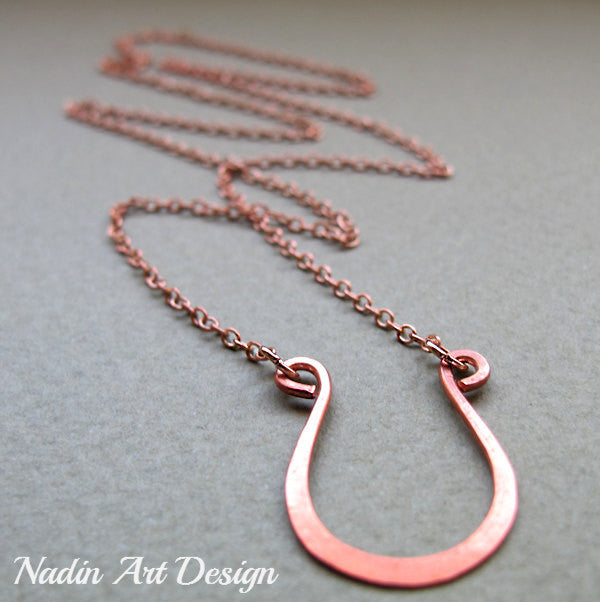 Lucky Horseshoe Copper Pendant Necklace 16 inch (40mm)