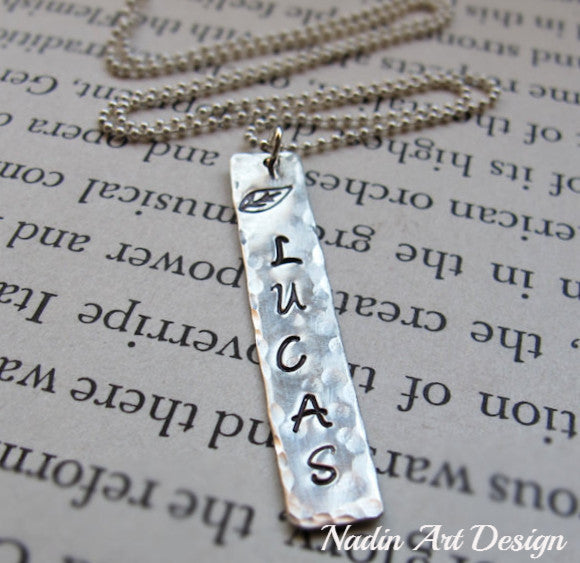 Stainless Steel Hand Stamped Mens Necklace Sterling Silver Chain