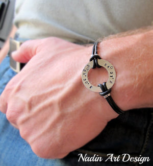Washer coordinates bracelet - Latitude bracelet