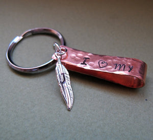 Feather Keychain Charm with ID Tag