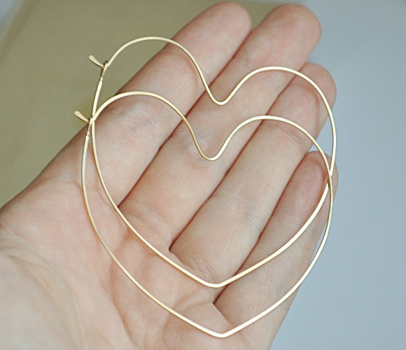Big heart gold earrings
