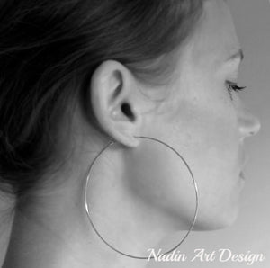 Silver Hoop Earrings by Nadin Art Design