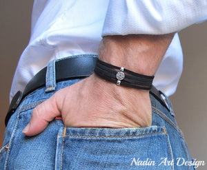 Adjustable Suede Mens Bracelet