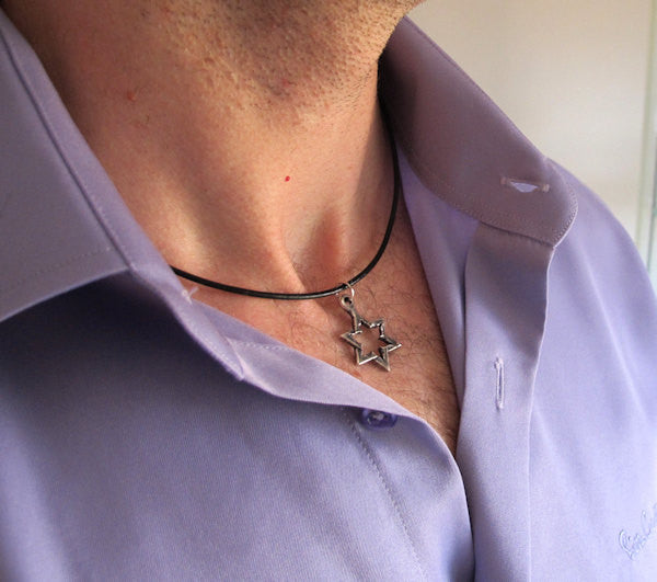 Jewish star pendant necklace for men