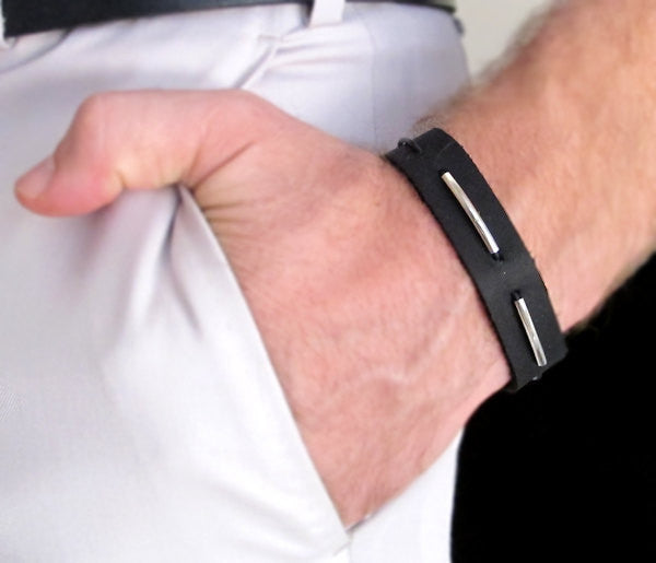 Wide leather band bracelet for men