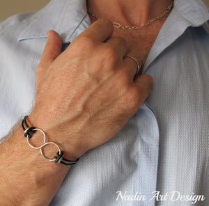 Infinity symbol cord bracelet for men