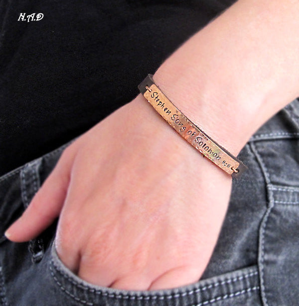 Leather bracelet for Women, Personalized ladies cuff
