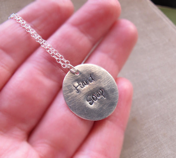 Sterling Silver Engraved Disc Necklace - Main Image