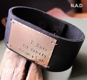 Wide Leather Cuff Bracelet for Men
