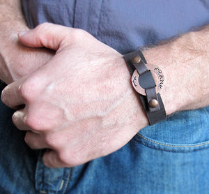 Personalized Mens Jewelry - Adjustable Bracelet with Engraving