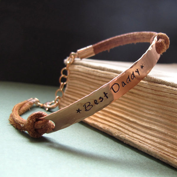 Personalized Leather Bracelet For Men | Stainless Steel Cuff With Custom Engraving | Father's Day Gift For Dad, Husband, Boyfriend
