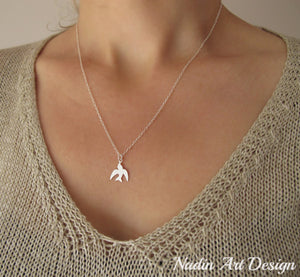Silver dove bird charm necklace