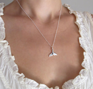 Nautical Jewelry - Silver Whale Tail Necklace