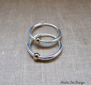 silver hoops with gold bead