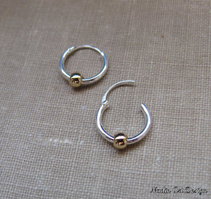 Sterling Silver Earrings with 14K Gold Filled Bead