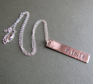 Bar Pendant Necklace in Sterling Silver - Custom Pendant