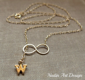Infinity gold letter necklace