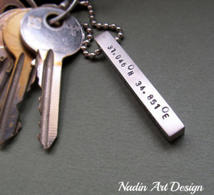 Men's engraved key chain tag