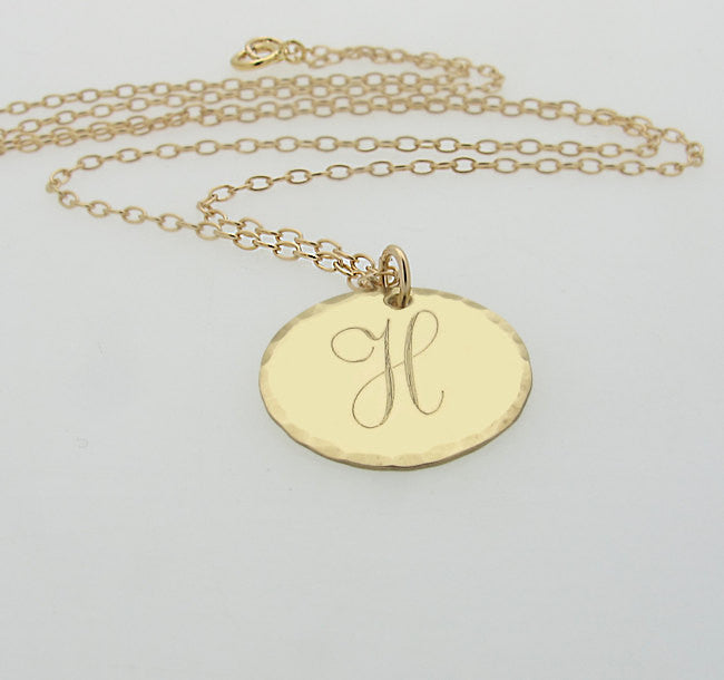 Initial tag gold necklace