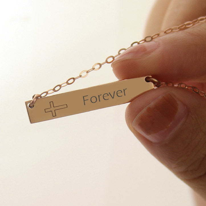 Cross name engraved necklace