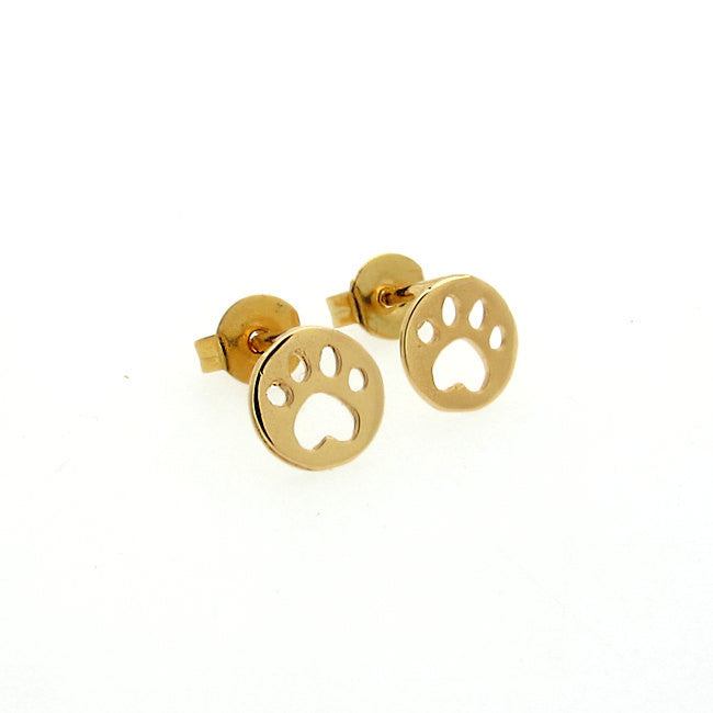 Dog paw earrings in gold