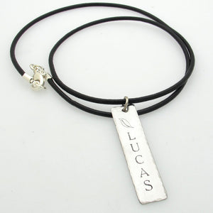 Stainless Steel Hand Stamped Mens Necklace