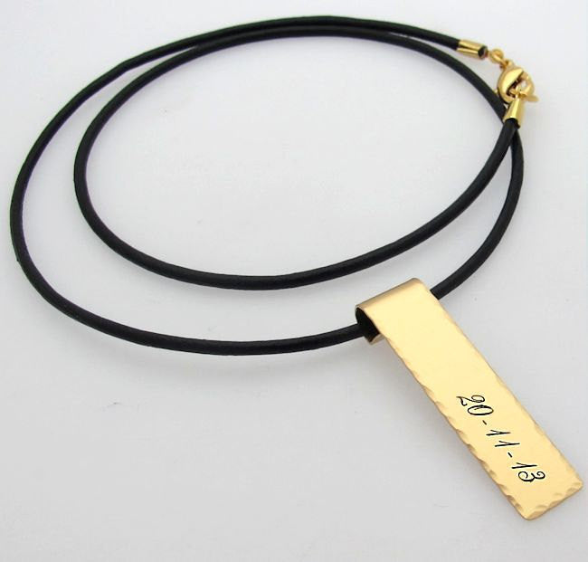 Date Engraved ID Mens necklace