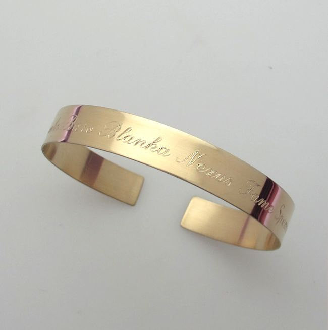 Personalized Gold Bracelet - Message engraved Cuff