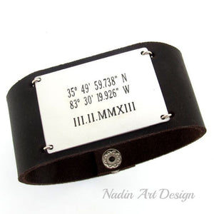 Wide leather cuff with custom engraving
