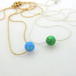 Sterling Silver and Green Opal Necklace