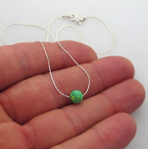 Sterling Silver and Green Opal Necklace