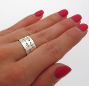 Text Engraved Sterling Silver Band Ring