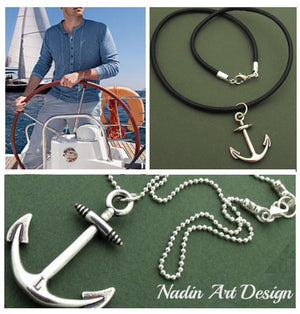 Anchor pendant cord necklace