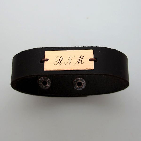 ID leather cuff bracelet
