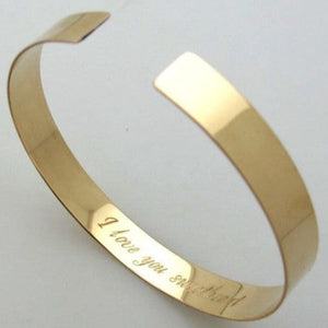 Engraved gold cuff bracelet