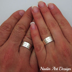 Couple Rings - Engraved silver rings - personalized bands