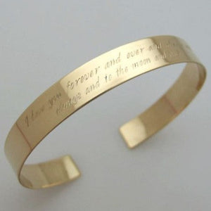 Text engraved custom gold cuff - Personalized Gold Filled Cuff