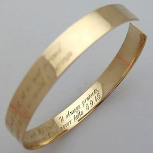 Engraved gold cuff for women