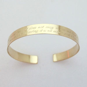 Secret Message Bracelet - Engraved Gold Cuff