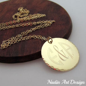 Gold Monogram Pendant Necklace
