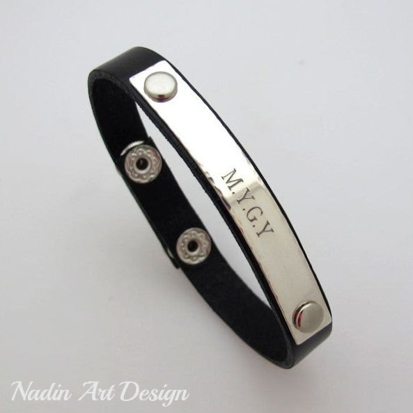 roman numeral leather bracelet for men