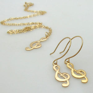 Gold Treble Clef Pendant Necklace