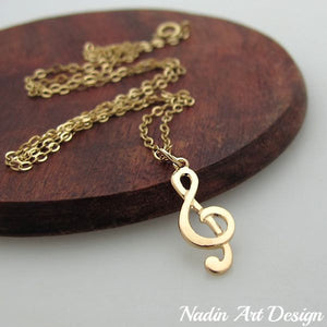 Gold note music necklace