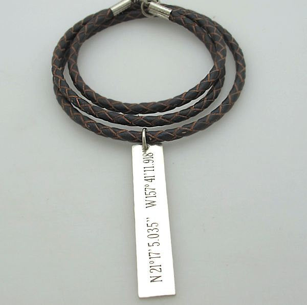 Custom engraved long tag necklace