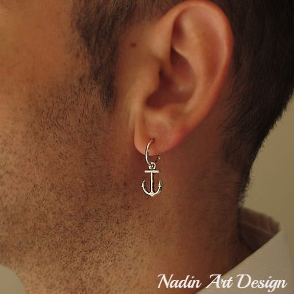Anchor Earring for men - Nautical Earrings Mens