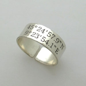 coordinates engraved ring