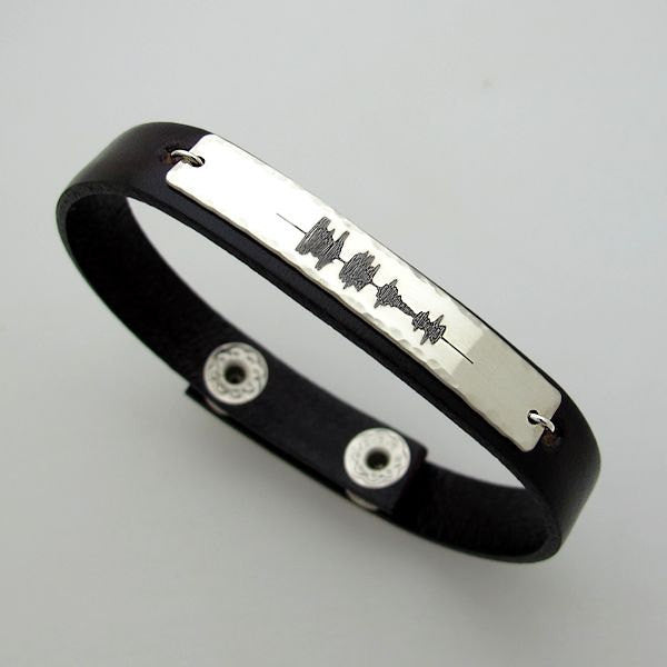 Sound Waves Leather Bracelet for Men